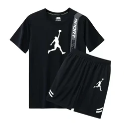 2024 Fashion New Herrsportkläder Sommar Fitnesskläder Herrsportkläder Kortärmad T-shirt+Shorts Snabbtorkande 2-delat set