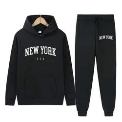 New York Mektup ABD Şehir Hoodies + Pantolon 2 Parça Setleri Erkekler Moda Tişörtü Kadın Rahat Kapşonlu Kazaklar Spor Takım Elbise