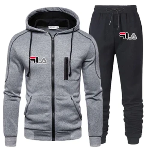 Siwt loncian Achlysurol i Ddynion Setiau Awyr Agored Hoodies Zipper + Sweatpant Du 2pcs 2023 Gwanwyn Ffasiwn Dillad Stryd Newydd S-4XL