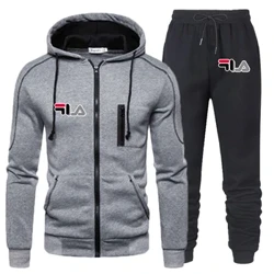 Siwt loncian Achlysurol i Ddynion Setiau Awyr Agored Hoodies Zipper + Sweatpant Du 2pcs 2023 Gwanwyn Ffasiwn Dillad Stryd Newydd S-4XL
