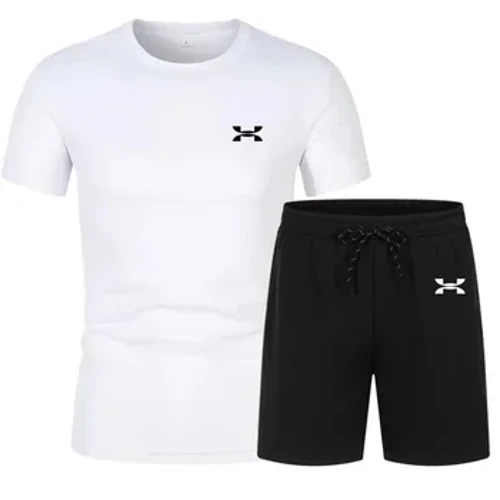 2024 NOUVEAU MENS SUIT SUIT SUMPET SUPPLACE MENS FITNESS COMST SPORTS T-shirt à manches courtes + Shorts Séchage rapide 2PCS SETS Vêtements