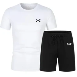 2024 NOUVEAU MENS SUIT SUIT SUMPET SUPPLACE MENS FITNESS COMST SPORTS T-shirt à manches courtes + Shorts Séchage rapide 2PCS SETS Vêtements