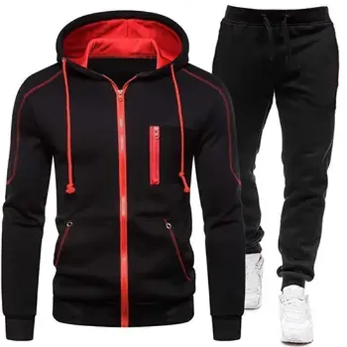 Gizonezkoen Txandala Casual Jogging Traje Kanpoko multzoa Kremailerazko txanodun jertseak + Izerdi-praka beltza 2 pieza 2024 Udaberriko Moda Berria Streetwear S-4Xl