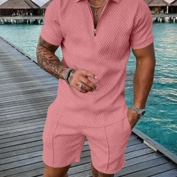 Best-S 134USD 2023 Bagong Summer Men's Shorts Set Maikling Manggas Zip Polo Shirt Street T-shirt Dalawang piraso Casual Sportsw