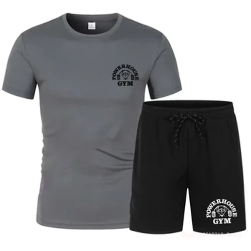 Suvine uus meeste lühikeste varrukatega lühikesed püksid Võrk kiiresti kuivav kaheosaline komplekt Jooksu- ja rattaspordisaali Fitness Välispordirõivad S-4XL