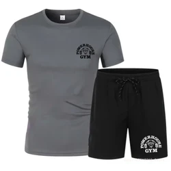 Summer New Men's Short-sleeved Shorts Mesh Quick-drying Two-piece Set Running and Cycling Gym Fitness Outdoor Sportswear S-4XL