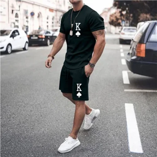 Mùa hè 2023 Nam Mới Thời Trang Thể Thao Chạy Bộ Áo Thun Phù Hợp Với Đường Phố Quần Short Đi Biển + Tee Thể Thao Bóng Phù Hợp Với Bộ Đồ Thường Ngày bộ đồ nam