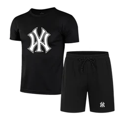 2023 Bagong damit panlalake summer suit Panlalaking fitness suit Maikling manggas na T-shirt + shorts na mabilis na natutuyo 2 pirasong set