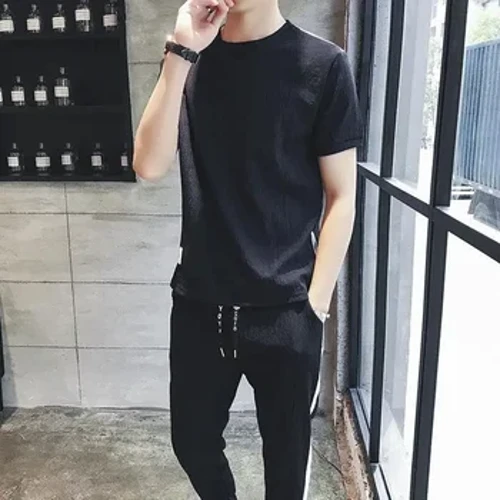 Prakak multzoak Kirol-arropa Gizonentzako arropa Gizonezkoen kamiseta grisa Logorik gabekoa Top Slim Fit Txandala Izerdi-prakak Kirol-jantziak Berriak bat datorren S-n