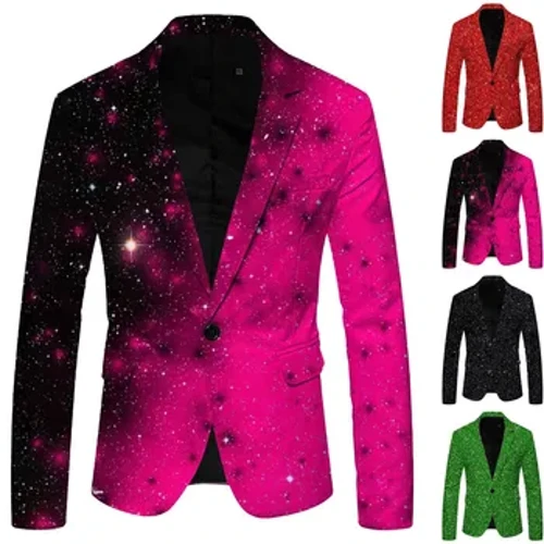 Sáng Bóng Đầm Lấp Lánh Tôn Tạo Áo Khoác Blazer Nam Ngôi Sao In Hình Hộp Đêm Hứa Phù Hợp Với Áo Cộc Tay Nam Trang Phục Homme Sân Khấu Quần Áo