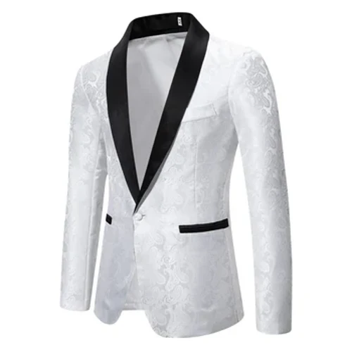 Yepyeni Blazer Takım Elbise Ceket Parlak Nedensel Yaka Kontrast Renk Kumaş Moda Jakarlı Lüks Tasarım Erkekler Parti