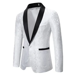 Blazer flambant neuf, manteau de costume, col décontracté brillant, tissu de couleur contrastée, mode Jacquard, Design de luxe, fête pour hommes