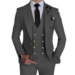 2024 Nytt mode för män Fritid Boutique Enfärgad Business Slim Fit Brudgumsdräkt Tredelad uppsättning Blazers Jacka Byxor Väst