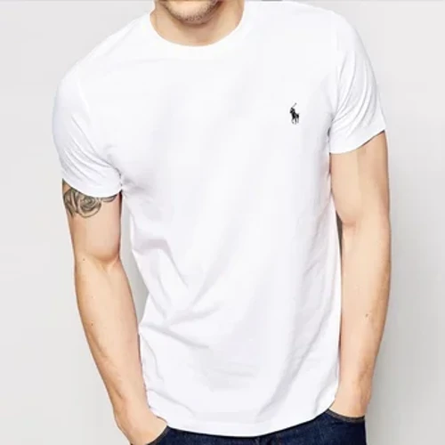 Neie Männer fest Faarf T-Shirt, Sport Casual Top, Männer Sport Lafen, purem Kotteng gestickt Logo