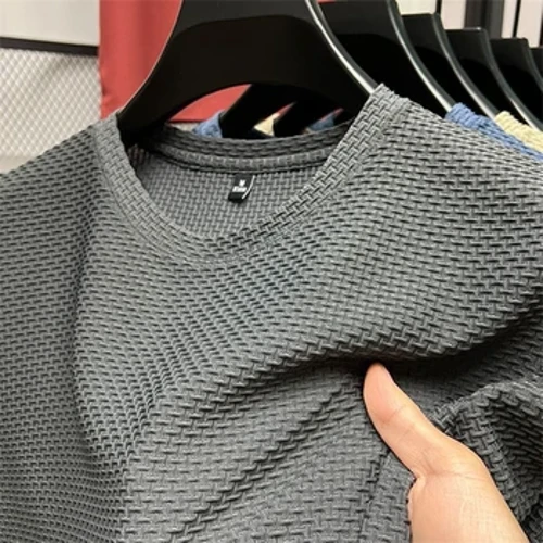 Summer Mesh Ice Silk mitiafu mitiafu o alii lima pupuu ua lapotopoto 2023 fou afa lima lima alii manifinifi lanu mafiafia tees pito i luga
