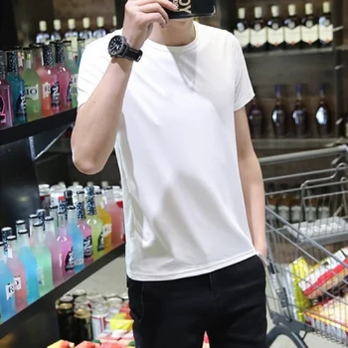 Crys T Slim Meddal Dynion Plaen Tee Safonol Crys T Blank T Du Gwyn Tees Top Newydd