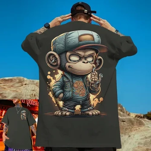 Mitiafu Manu mo Tamaloloa 3d Hip-Hop Monkey Lomi I aso ta'i Aso Pu'upu'u lima pu'upu'u fa'ate'a mitiafu tele Ala Harajuku Mitiafu pito i luga 2024