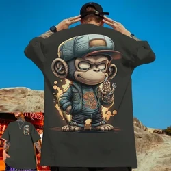 Gyvūnų marškinėliai vyrams 3D Hip-Hop Monkey Print Kasdieniai laisvalaikio trumpomis rankovėmis laisvi, didelių gabaritų marškinėliai Street Harajuku Tops Tee 2024