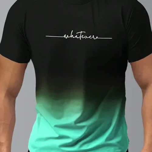 Erkekler üçin köýnek Köýnek Tomus moda Gradient haty Çap edilen Harajuku gysga ýeňli toplar Tees Casual Sport Erkek futbolkasy