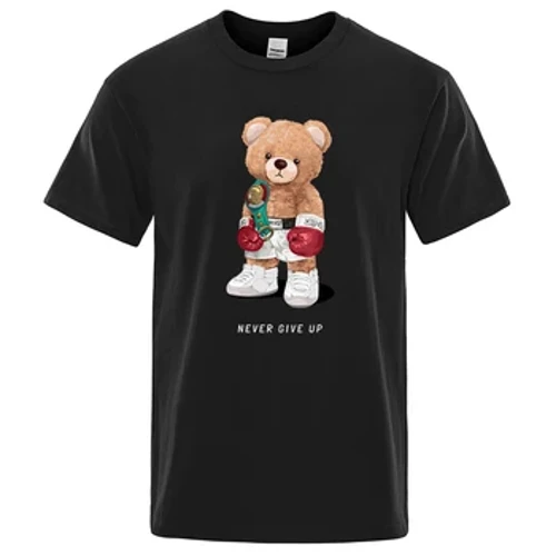 Umshayisibhakela Oqinile u-Teddy Bear Akalinge Ayeke Ukuphrinta Isikibha Esihlekisayo Samadoda Ukotini Imikhono Emifushane Evamile Exege Kakhulu Izingubo Zezinwele Ze-S-XXXL