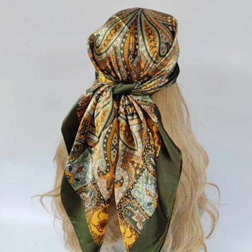 nou 90*90 cm eșarfă de mătase la modă eșarftop brățări pentru cap femei vintage patru anotimpuri eșarfă de păr hijab foulard bandana femeie batic