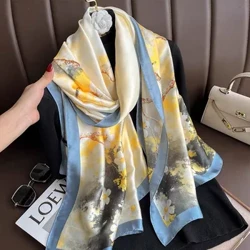 Eșarfă de primăvară Eșarfă cu design de lux pentru femei Eșarfă netedă de mătase Bentiță musulmană moale șal plajă 85x180cm