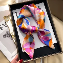 Lüks 2023 kare ipek eşarp kadınlar için başörtüsü saç bantları atkısı kadın saten şal şerit kafa bandı moda sarar Bandana