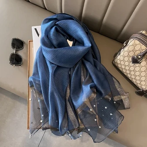 2023 럭셔리 브랜드 여성 패션 스카프 일반 솔리드 실크 리넨 숄 스카프 여름 레이디 Bandanas Foulard Hijab