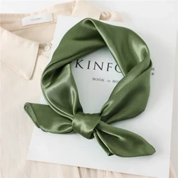 Katı yazlık eşarp moda bayan eşarp ipek kare saç şal sarar boyun fular kadın fular Bandana kafa başörtüsü yeni