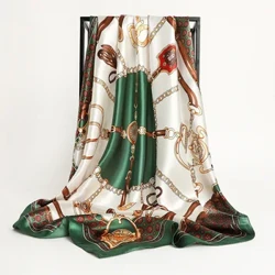 2024 Silk Shawl Square Scarf no nā Wahine Paʻi Poʻo Foulard Satin Hijab Nai lauoho Neckerchief Wahine Poʻo Wraps Bandana