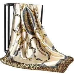 90*90 cm Sciarpe di Moda Donna Scialle Stampa Raso di Seta Hijab Bandana Femminile Marchio di Lusso Quadrato Signore bandana foulard silenziatore