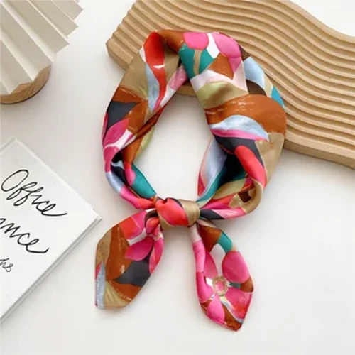 2023 Mới 70*70Cm Lụa Satin Tóc Khăn Choàng Nữ Khăn Tay In Hình Nữ Đầu Vuông Dây Nhỏ Cổ Nhét Hijab nữ Cô Gái