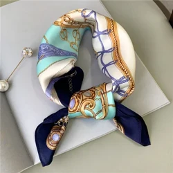 100 % naturlig silketørklæde Dame Design Print Foulard Neck Hårbånd Kvinde Små Firkantede tørklæder Forår Tørklæde Slips 2022 Ny