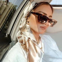 Ipek Eşarplar Kadınlar Lüks Marka Yaz Moda Tasarımcısı Kafa/Saç Eşarp 90*90 cm Başörtüsü Bandana Cheveux Fular Femme 90X90 CM