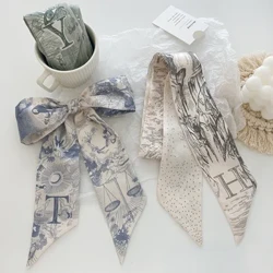 Super Vacker Scarf 26 Bokstäver Siden Scarf Pannband Djungel Alphabet Print Väska Streamer Dam Modemärke Design Siden Scarf