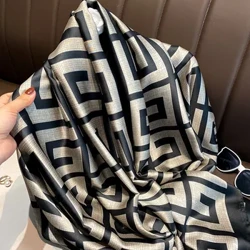 Luksusa zīmola zīda šalle sievietēm, lieli šalles, hidžāba dizaina apdruka, gluda Foulard, sieviešu, hidžaba zīda sauļošanās āra pludmales dvielis