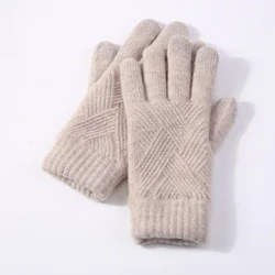 Kvinde Vinter Varm Strikkede Fuld Finger Handsker Mænd Solid Woolen Touch Screen vanter Damer Tykke Varme Cykling Kørehandsker H46