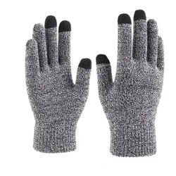 Vinter Strikkede handsker til mænd Varme fulde fingre Touch Screen Anti-Slip handsker til cykling Løb Kørsel Vandring Camping Arbejdshandsker