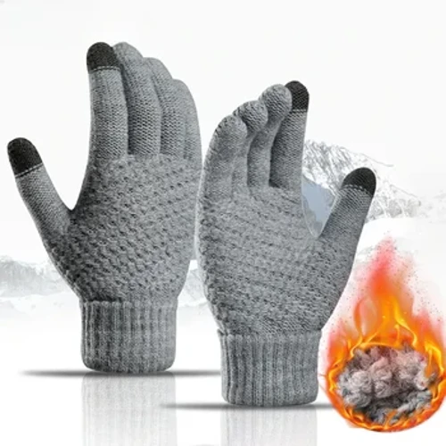 Femei Bărbați Mănuși calde de iarnă cu ecran tactil Mănuși de tricot clasice stretch Mănuși de lână cu degetul complet pentru ciclism în aer liber