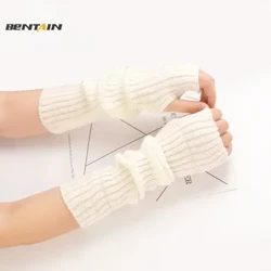 Långa Fingerless Handskar Damvante Vinter Armvärmare Stickad Arm ärm Fin Casual Mjuka Goth-kläder för flickor Punk Gothic Handske