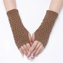 Gloves Ndefu za Wanawake zisizo na Kidole za Majira ya Baridi Mitten Iliyofumwa Mikono Yembamba ya Mkono Nyembamba Kawaida isiyo na Vidole ya Unisex.