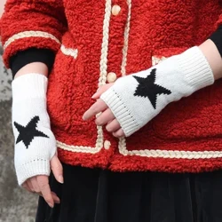 Emakume zuri beltzak puntuzko erdi eskularru beroak Udazkeneko neguko eskularruak hatz gabeko eskularruak Besoko mahuka Nesken moda casual osagarriak Mittens