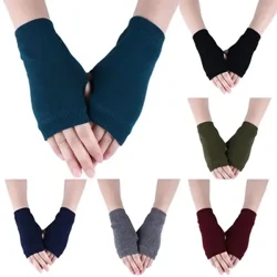Kvinnor Halvfingerhandskar Stretchig Hand Handled Arm Wamer Virkad Stickning Faux Ull Vantar Fingerlösa Vinter Varma Cykelhandskar