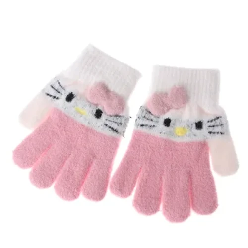 1 par de inverno malha crianças luvas quentes macio coelho lã desenhos animados crianças luvas criança dedo cheio meninos meninas mitten para 3-10 y