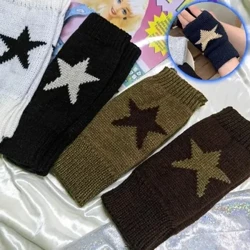 Punk Y2K Staryldyz trikota Wo ýüň ellikler moda Erkekler Aýallar Pentagram ýarym barmak ýyly ýumşak ýumşak pişikli bäş nokatly ýyldyz barmaksyz ellikler