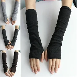 Gestrickte Wollarmstulpen, fein, lang, gestrickt, fingerlose Handschuhe, warme, weiche Damenhandschuhe, Herbst, Winter, Damen, Armstulpen