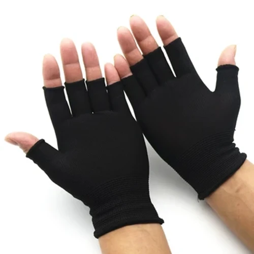 1 Đen Ngón Ngón Găng Tay Dành Cho Phụ Nữ Và Nam Giới Len Đan Cổ Tay Găng Tay Cotton Mùa Đông Ấm Áp Tập Luyện Găng Tay