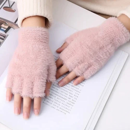 Mink Sarung Tangan Setengah Jari Sarung Tangan Musim Dingin Hangat Wol Layar Sentuh Sarung Tangan Lengan Warmers Pria Rajut Sarung Tangan Wanita Sarung Tangan Pria Guantes