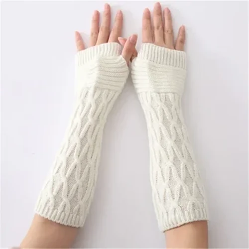 Lange fingerlose Handschuhe Damen-Fäustlinge für den Winter, Armwärmer, gestrickt, feine, lässige, weiche Mädchen, Gothic-Kleidung, Punk- und Gothic-Handschuhe