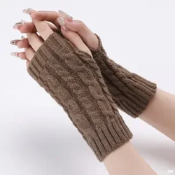 Mănuși lungi fără degete pentru femei, mănuși de iarnă, tricotate, mâneci mai calde, subțiri, casual, moi, fără degete, unisex